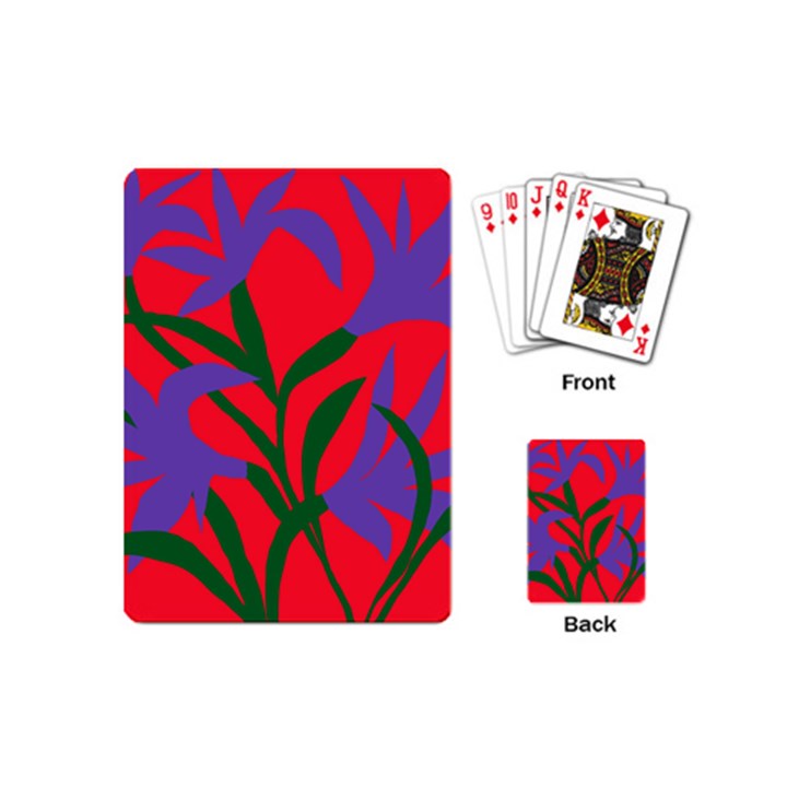 Purple Flower Red Background Playing Cards (Mini) 