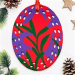 Purple Flower Red Background Oval Filigree Ornament (Two Sides) Front