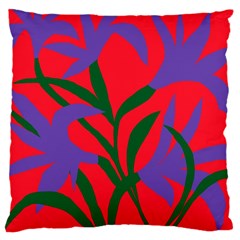 Purple Flower Red Background Large Cushion Case (two Sides)