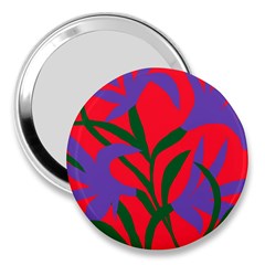 Purple Flower Red Background 3  Handbag Mirrors by Mariart