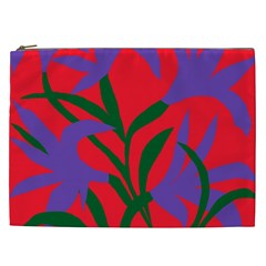 Purple Flower Red Background Cosmetic Bag (xxl) 