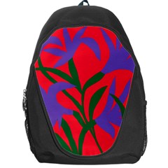 Purple Flower Red Background Backpack Bag