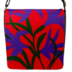 Purple Flower Red Background Flap Messenger Bag (s)