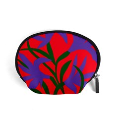 Purple Flower Red Background Accessory Pouches (small) 