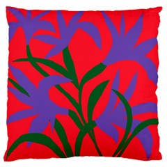 Purple Flower Red Background Large Flano Cushion Case (one Side)