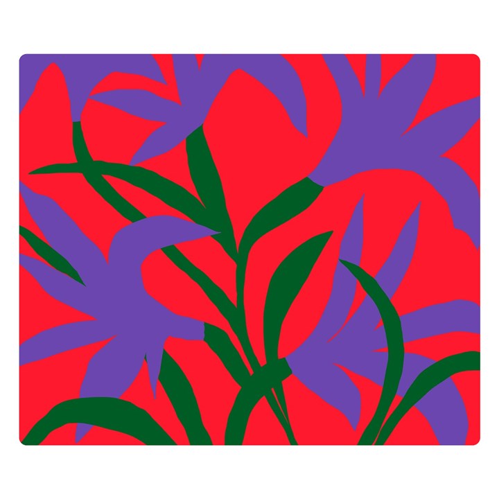 Purple Flower Red Background Double Sided Flano Blanket (Small) 