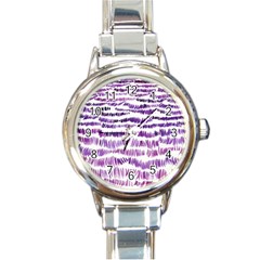 Original Feather Opaque Color Purple Round Italian Charm Watch by Mariart