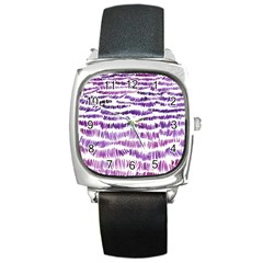 Original Feather Opaque Color Purple Square Metal Watch by Mariart