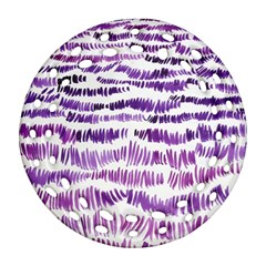 Original Feather Opaque Color Purple Round Filigree Ornament (two Sides) by Mariart