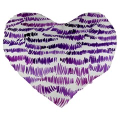 Original Feather Opaque Color Purple Large 19  Premium Heart Shape Cushions