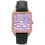 Original Feather Opaque Color Purple Rose Gold Leather Watch  Front