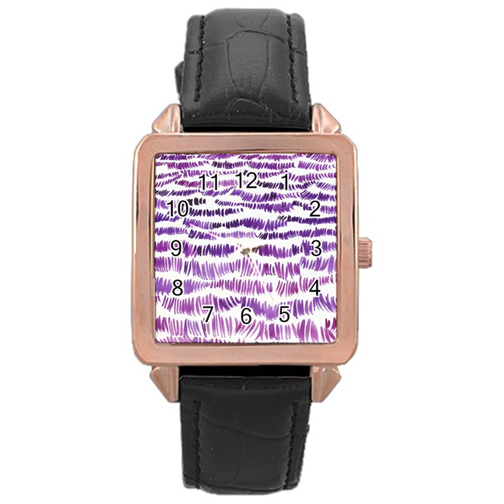 Original Feather Opaque Color Purple Rose Gold Leather Watch 