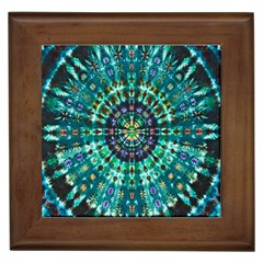 Peacock Throne Flower Green Tie Dye Kaleidoscope Opaque Color Framed Tiles by Mariart