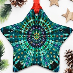 Peacock Throne Flower Green Tie Dye Kaleidoscope Opaque Color Ornament (star)