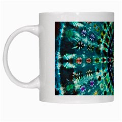 Peacock Throne Flower Green Tie Dye Kaleidoscope Opaque Color White Mugs by Mariart