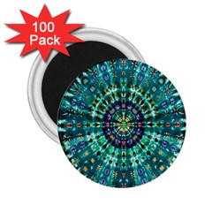 Peacock Throne Flower Green Tie Dye Kaleidoscope Opaque Color 2 25  Magnets (100 Pack) 