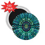 Peacock Throne Flower Green Tie Dye Kaleidoscope Opaque Color 2.25  Magnets (100 pack)  Front