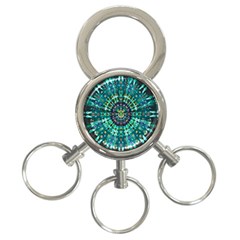 Peacock Throne Flower Green Tie Dye Kaleidoscope Opaque Color 3-ring Key Chains by Mariart