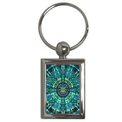 Peacock Throne Flower Green Tie Dye Kaleidoscope Opaque Color Key Chains (rectangle) 