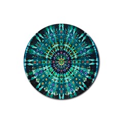 Peacock Throne Flower Green Tie Dye Kaleidoscope Opaque Color Rubber Round Coaster (4 Pack) 