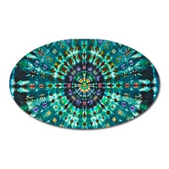 Peacock Throne Flower Green Tie Dye Kaleidoscope Opaque Color Oval Magnet by Mariart