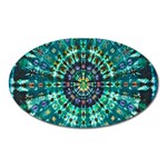 Peacock Throne Flower Green Tie Dye Kaleidoscope Opaque Color Oval Magnet Front