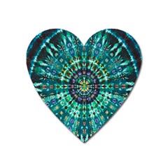 Peacock Throne Flower Green Tie Dye Kaleidoscope Opaque Color Heart Magnet by Mariart