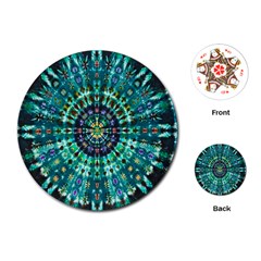 Peacock Throne Flower Green Tie Dye Kaleidoscope Opaque Color Playing Cards (round)  by Mariart