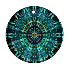 Peacock Throne Flower Green Tie Dye Kaleidoscope Opaque Color Round Ornament (two Sides)