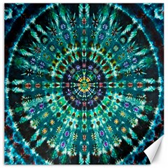 Peacock Throne Flower Green Tie Dye Kaleidoscope Opaque Color Canvas 16  X 16   by Mariart