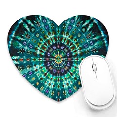 Peacock Throne Flower Green Tie Dye Kaleidoscope Opaque Color Heart Mousepads by Mariart