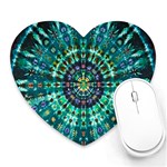 Peacock Throne Flower Green Tie Dye Kaleidoscope Opaque Color Heart Mousepads Front