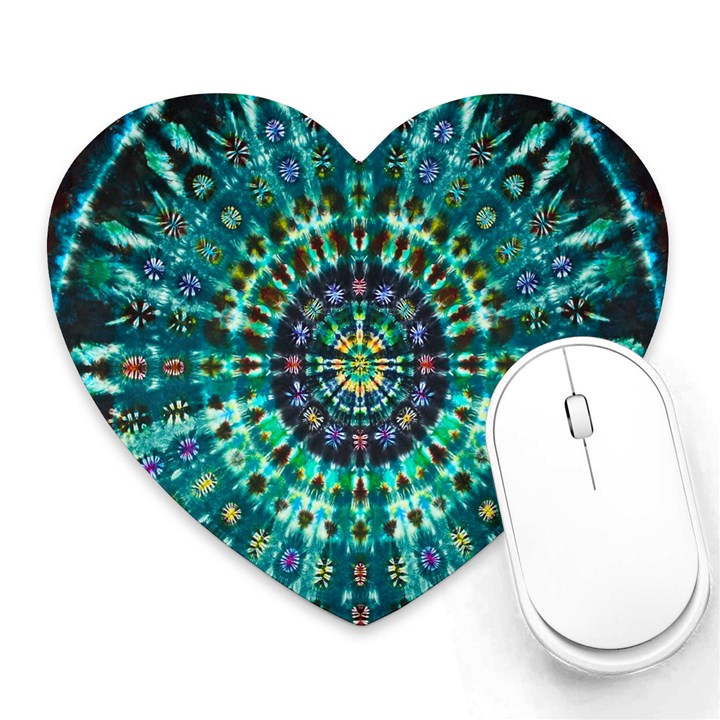 Peacock Throne Flower Green Tie Dye Kaleidoscope Opaque Color Heart Mousepads