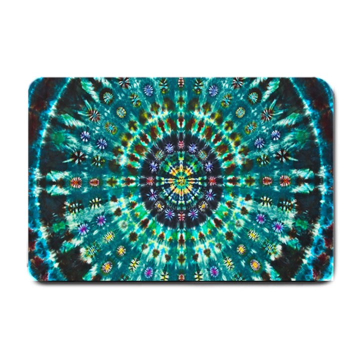 Peacock Throne Flower Green Tie Dye Kaleidoscope Opaque Color Small Doormat 