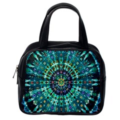 Peacock Throne Flower Green Tie Dye Kaleidoscope Opaque Color Classic Handbags (one Side) by Mariart