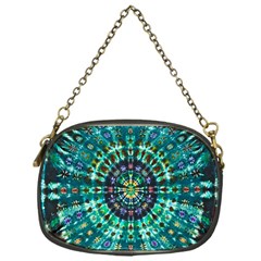 Peacock Throne Flower Green Tie Dye Kaleidoscope Opaque Color Chain Purses (one Side) 