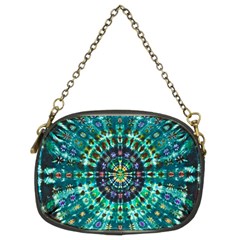 Peacock Throne Flower Green Tie Dye Kaleidoscope Opaque Color Chain Purses (two Sides)  by Mariart