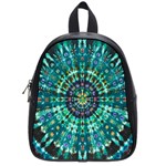 Peacock Throne Flower Green Tie Dye Kaleidoscope Opaque Color School Bags (Small)  Front