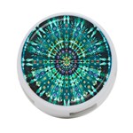 Peacock Throne Flower Green Tie Dye Kaleidoscope Opaque Color 4-Port USB Hub (One Side) Front