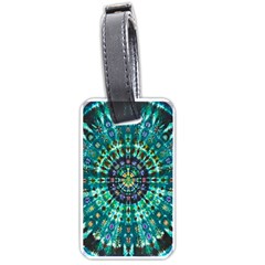 Peacock Throne Flower Green Tie Dye Kaleidoscope Opaque Color Luggage Tags (one Side)  by Mariart