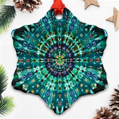 Peacock Throne Flower Green Tie Dye Kaleidoscope Opaque Color Ornament (snowflake) by Mariart