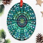 Peacock Throne Flower Green Tie Dye Kaleidoscope Opaque Color Ornament (Oval Filigree) Front