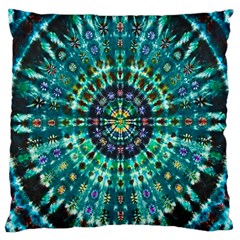 Peacock Throne Flower Green Tie Dye Kaleidoscope Opaque Color Large Cushion Case (one Side)