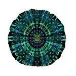 Peacock Throne Flower Green Tie Dye Kaleidoscope Opaque Color Standard 15  Premium Round Cushions Front