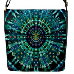 Peacock Throne Flower Green Tie Dye Kaleidoscope Opaque Color Flap Messenger Bag (s) by Mariart