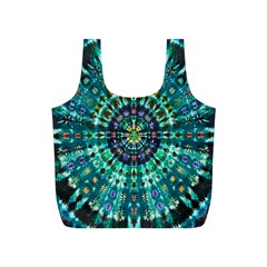 Peacock Throne Flower Green Tie Dye Kaleidoscope Opaque Color Full Print Recycle Bags (s) 