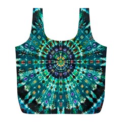 Peacock Throne Flower Green Tie Dye Kaleidoscope Opaque Color Full Print Recycle Bags (l)  by Mariart