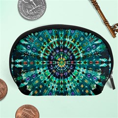 Peacock Throne Flower Green Tie Dye Kaleidoscope Opaque Color Accessory Pouches (large)  by Mariart