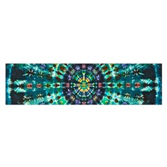 Peacock Throne Flower Green Tie Dye Kaleidoscope Opaque Color Satin Scarf (oblong)