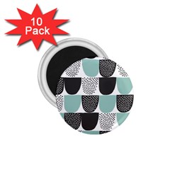 Sugar Blue Fabric Polka Dots Circle 1 75  Magnets (10 Pack) 